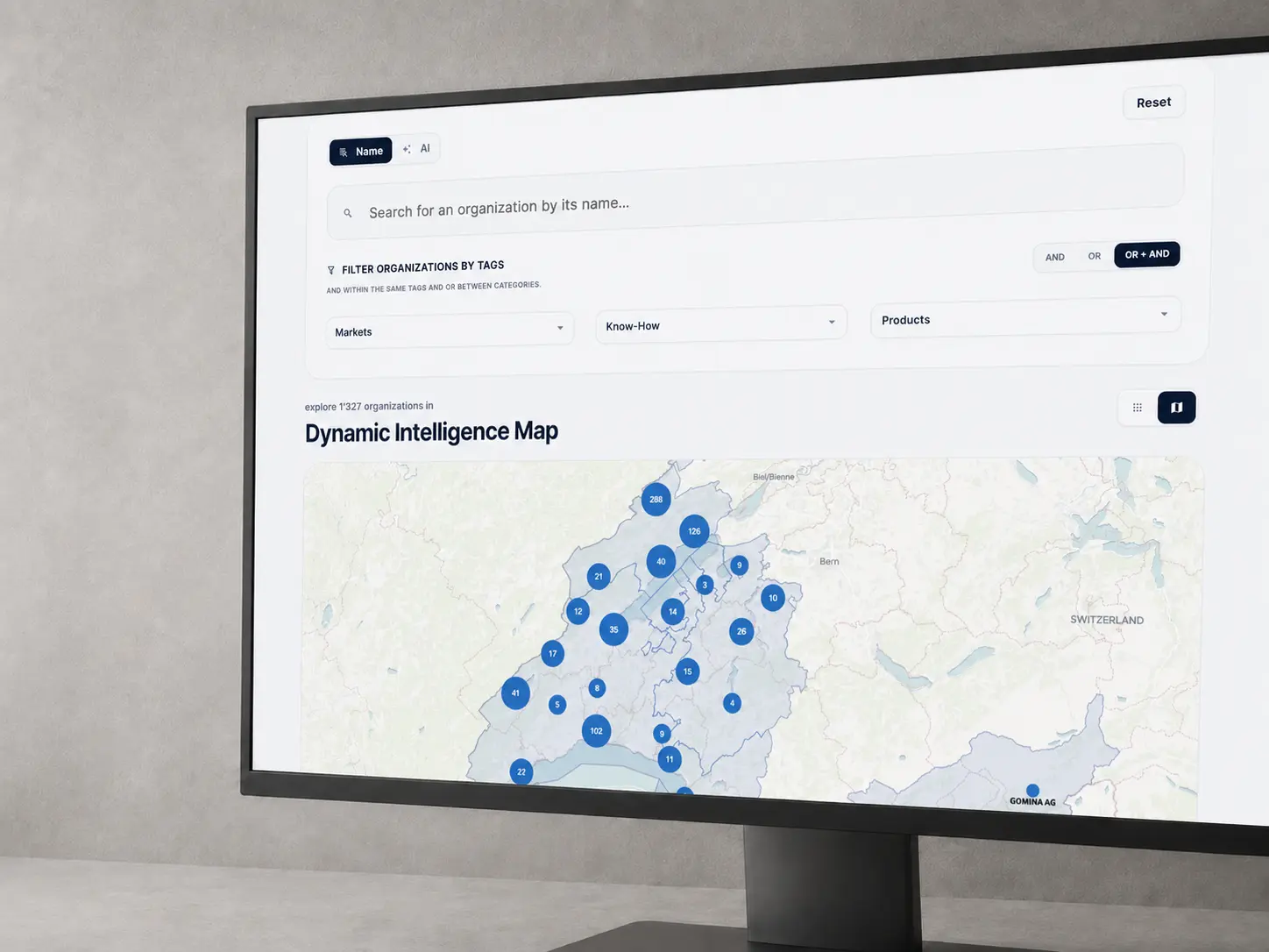Dynamic Intelligence Map interface